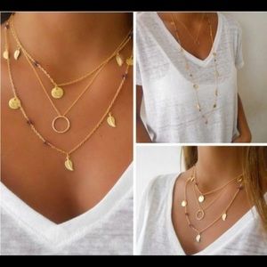 Multi Layered Leaf and Beads Necklace